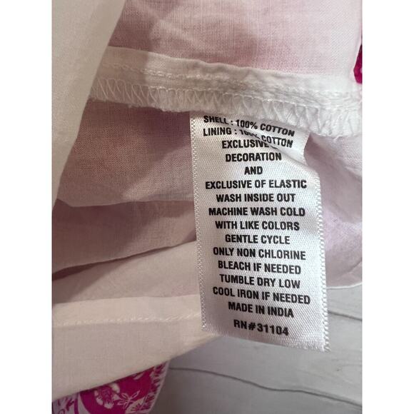 Crown & Ivy Maxi Pink White Print Tie Sleeves Size Large Dress - Picture 3 of 5